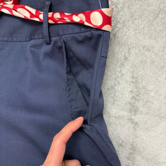 NWT Copper Key Navy Cotton Capri Pants w/ Red Cream Polka Dot Sash - Size 7 - Picture 5 of 15